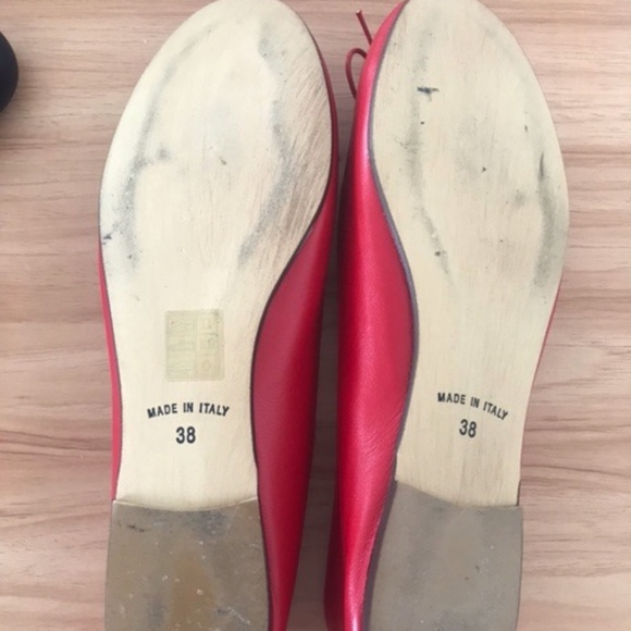 New Ballerette Red Leather Ballet Flats - Picture 2 of 2